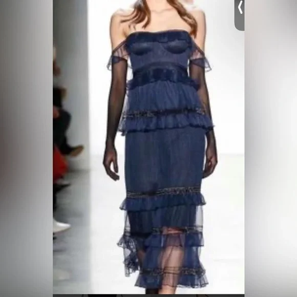 Jonathan Simkhai Black Midi Dress bustier 2 xs - Picture 5 of 8